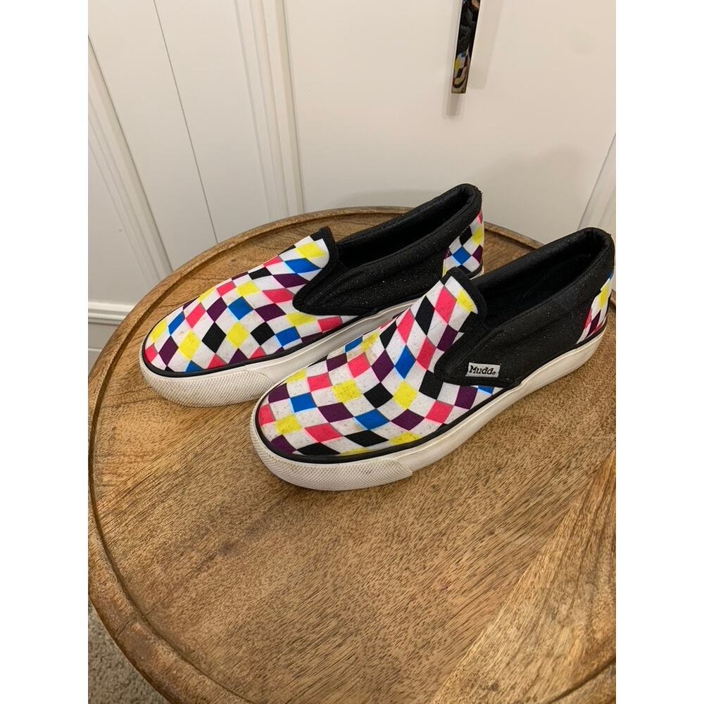 Mudd Women's Multicolor Checkered‎ Slip-On Sneakers Size 8 Casual